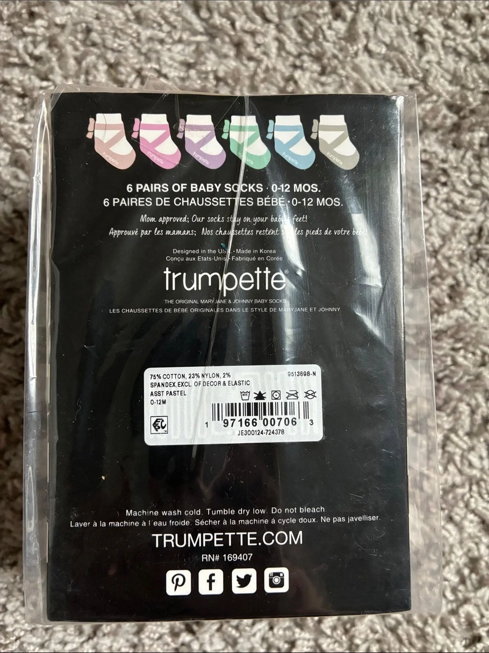 Trumpette Baby Socks 6-Pack - Assorted Pastel Colors